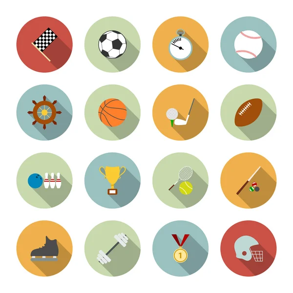 Set of vector sport icons in flat design — Stock Vector