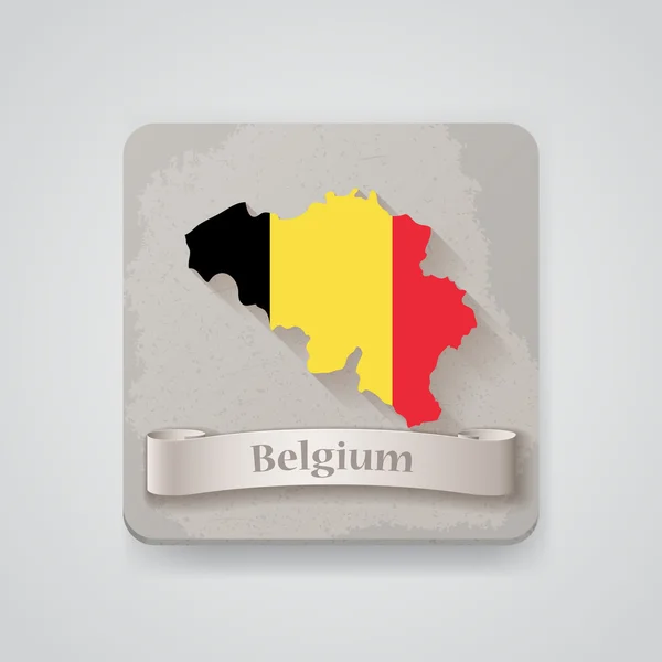 Икона Бельгии карта с флагом. Векторная иллюстрация — стоковый вектор