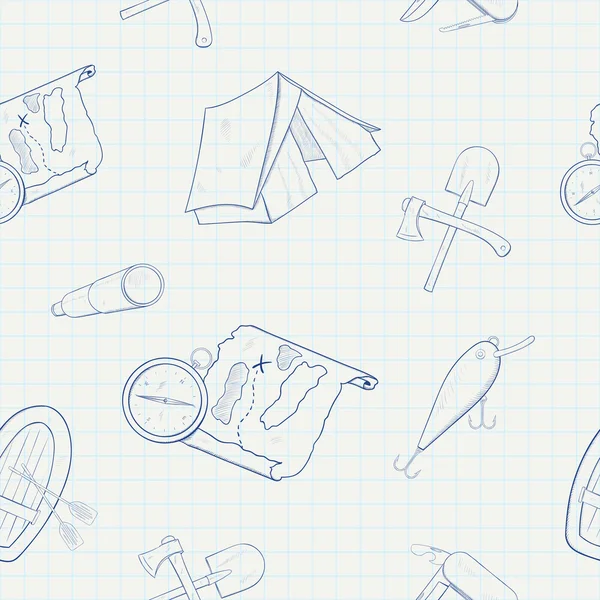 Camping dibujado a mano vector patrón sin costura — Archivo Imágenes Vectoriales