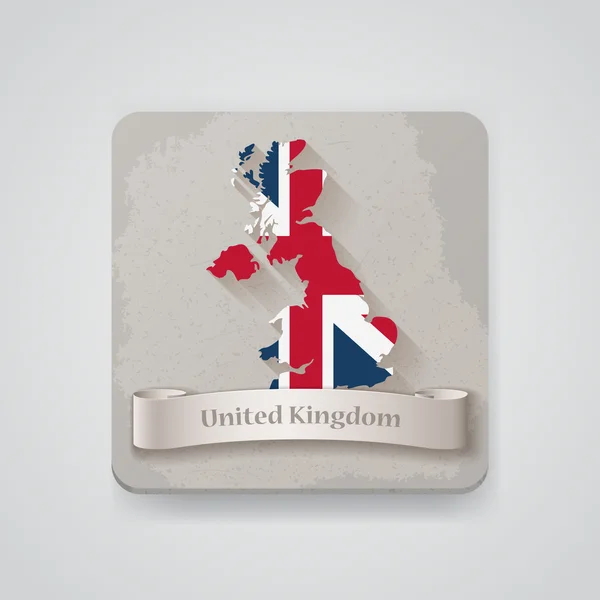 Икона Соединенного Королевства карта с флагом. Векторная иллюстрация — стоковый вектор
