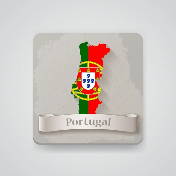 Icoon van portugal kaart met vlag. vectorillustratie — Stockvector