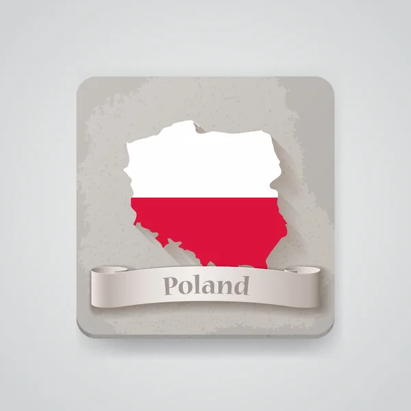 Ikona mapy Polska flaga. Ilustracja wektorowa — Wektor stockowy