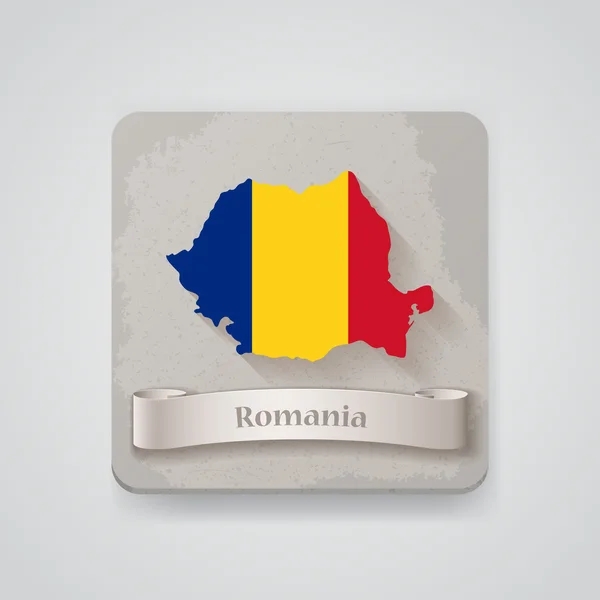 Romanya harita bayrak simgesi. vektör çizim — Stok Vektör
