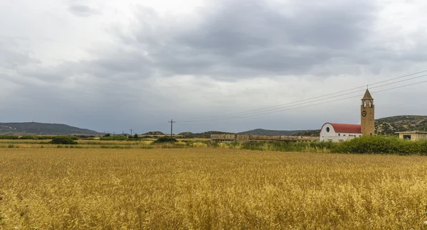 Griechische Landschaft mit Kirche. Griechenland. Rhodos — Stockfoto