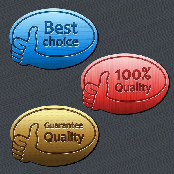 Beste keuze, staan garant voor kwaliteit, 100 kwaliteitslabels — Stockvector
