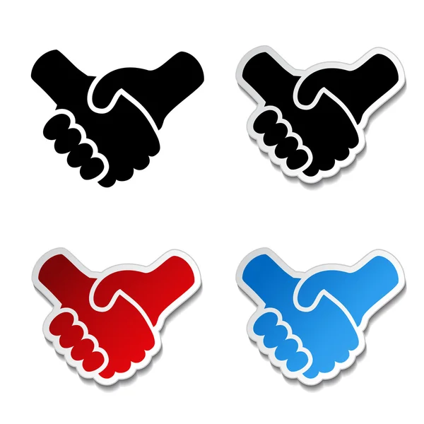 Gebaar hand - handshake symbool, samenwerking sticker — Stockvector