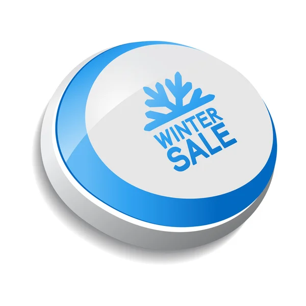 Botón, venta de invierno con copo de nieve — Vector de stock