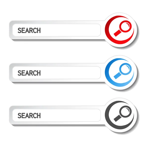 Vector search buttons, stickers with magnifier symbol — Stock Vector