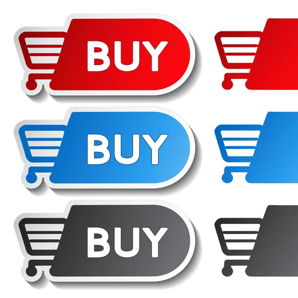 Vector sticker, shopping cart, trolley koffer, object, knop — Stockvector