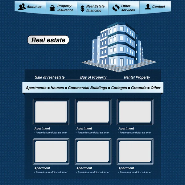Vector web template, real estate webdesign proposal — Stock Vector