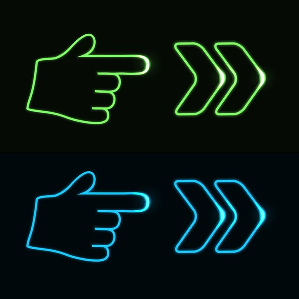 vektör web neon işaretçi - ok, el