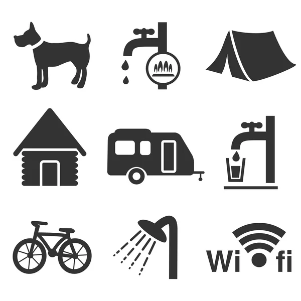 Vector camping icons set — Stock Vector