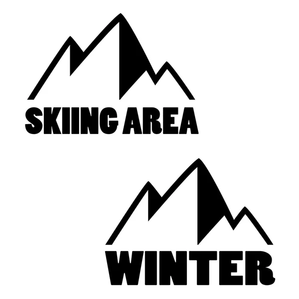 Symbole vectoriel des montagnes - signe du domaine skiable, hiver — Image vectorielle