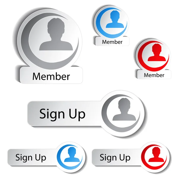 Vector avatar iconos, botones - humano, usuario, miembro — Vector de stock