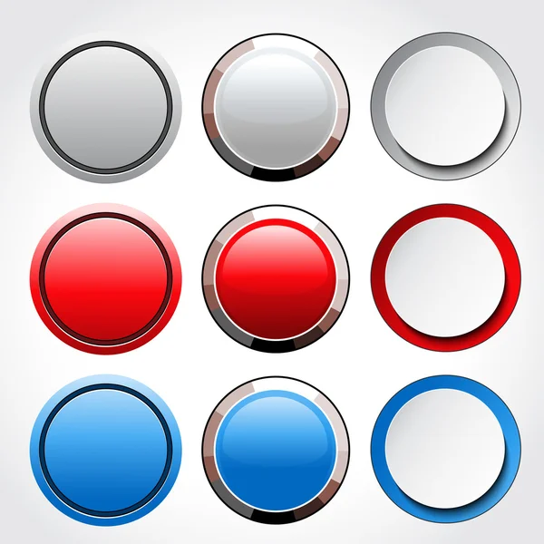 Botones brillantes en blanco circular vectorial — Vector de stock