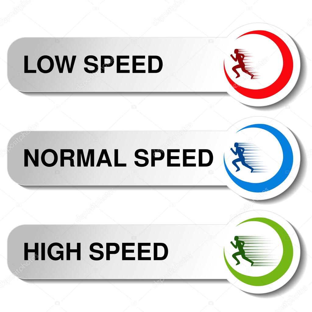 Vector button of speed - low, normal, high