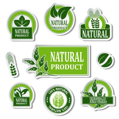 Vector nature stickers for natural product clipart