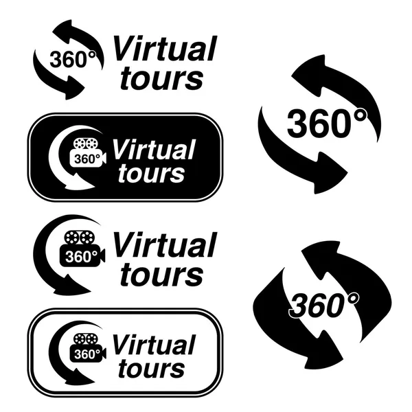 Símbolos vectoriales para recorrido virtual — Vector de stock