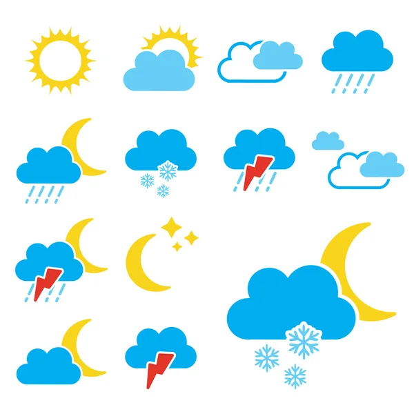 Ensemble vectoriel de symboles météo couleur — Image vectorielle