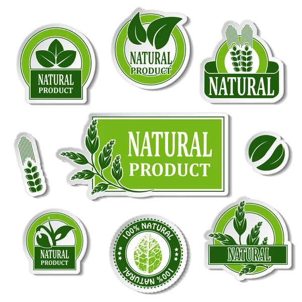 Adhesivos de naturaleza vectorial para productos naturales — Vector de stock