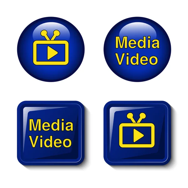 Vector video media icons for tv screen — Stock Vector