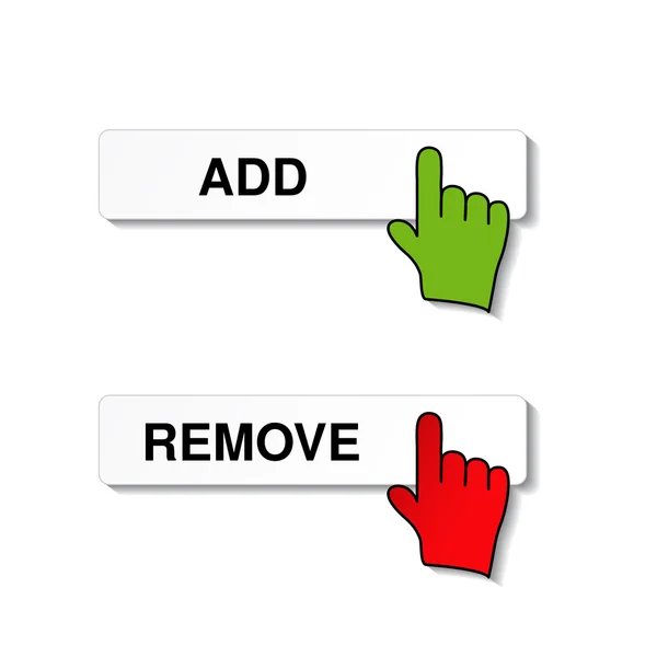 Vector añadir quitar elemento con el cursor de la mano — Vector de stock