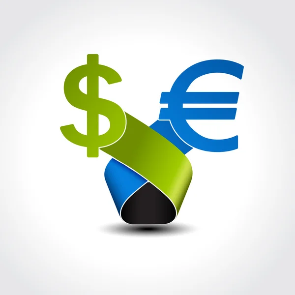 Vector symbol of dollar versus euro — Stock Vector