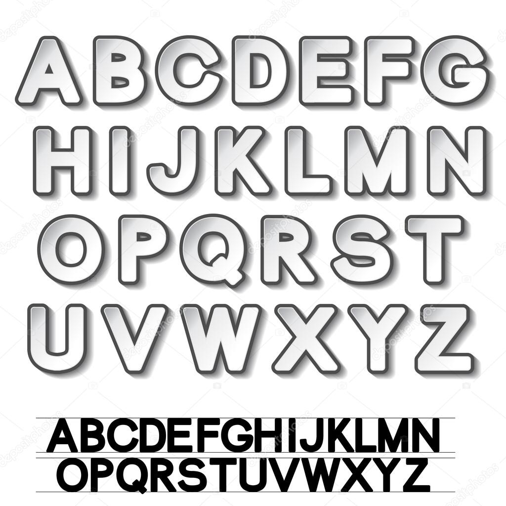Vector paper font alphabet