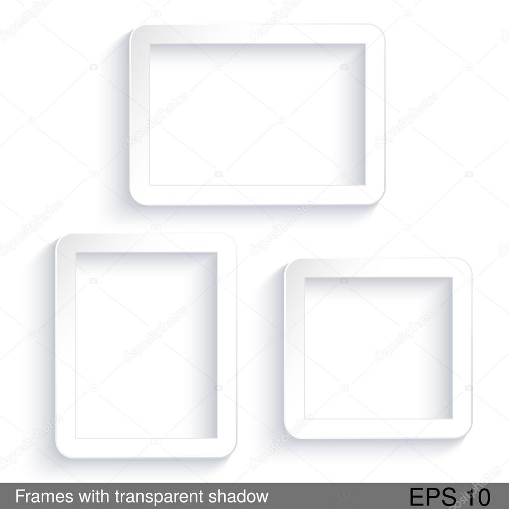 Vector rectangle white frames with transparent shadow