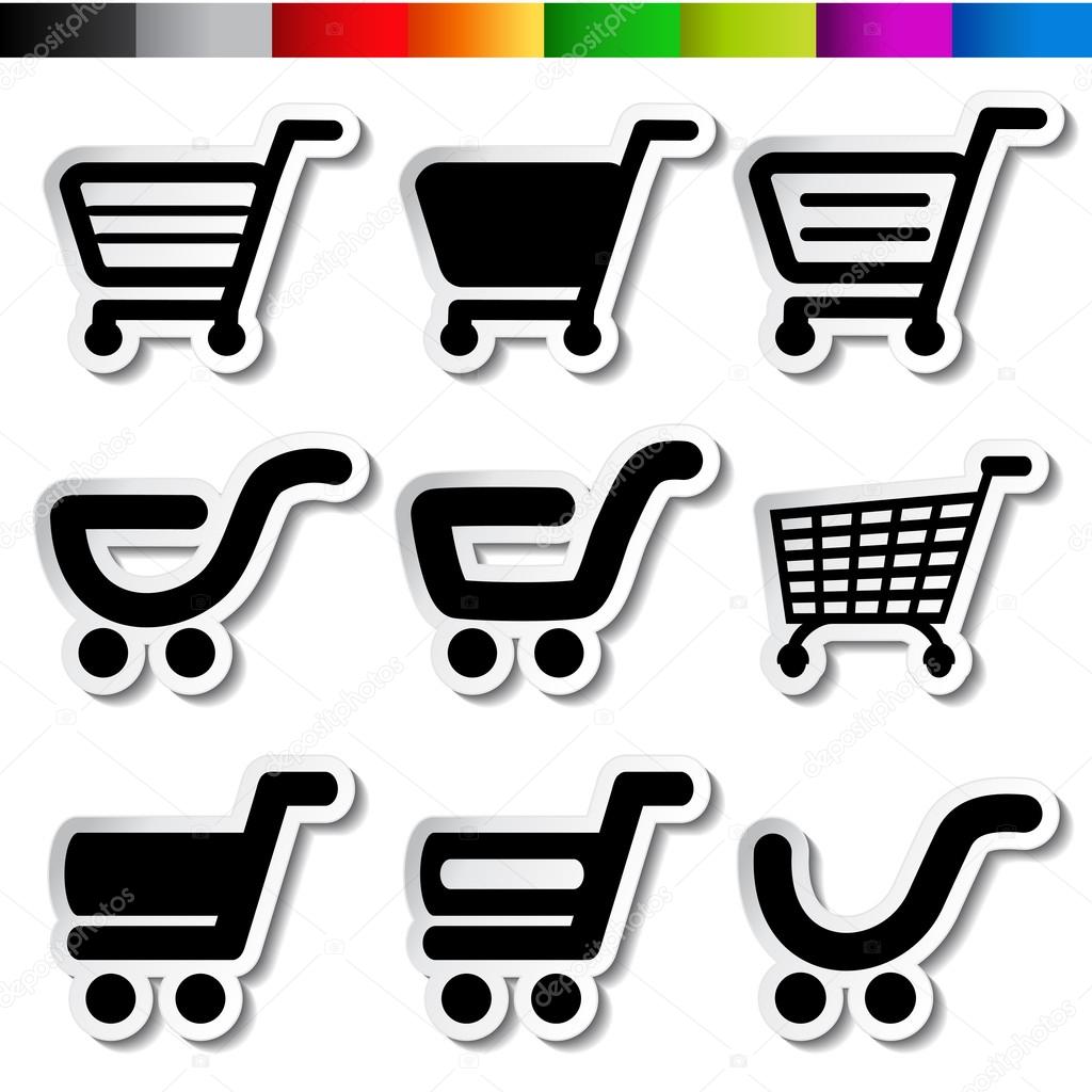 Vector stickers of shopping cart