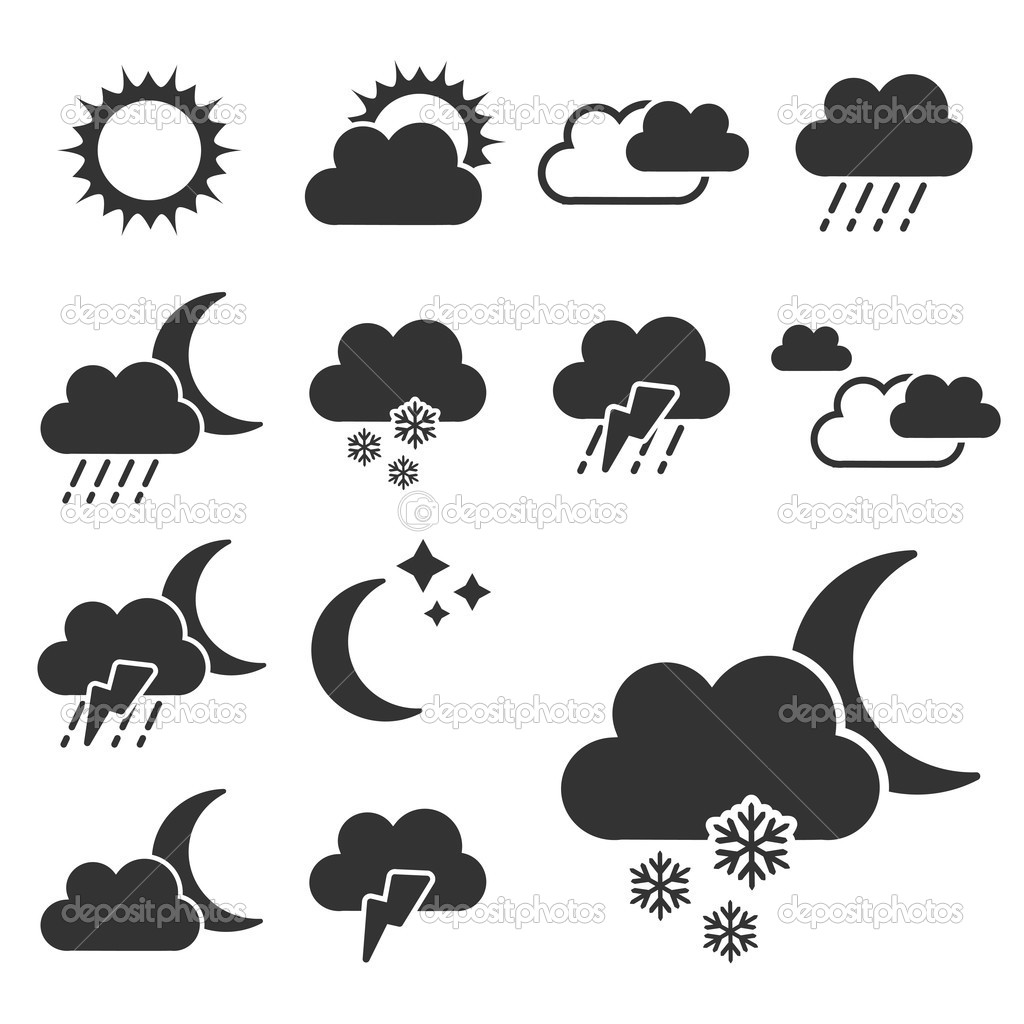 Vector set of black weather symbols