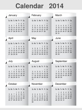vektör basit takvim 2014 yılı şablon, modern düzen sayfası
