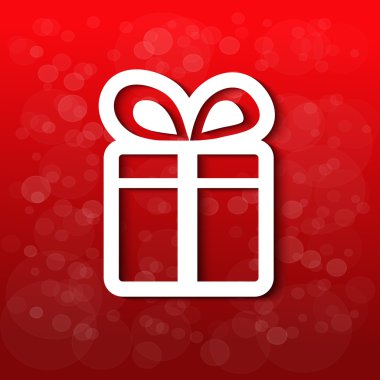 Kağıt beyaz Noel hediye ile yay - vektör şerit, kırmızı arka plan