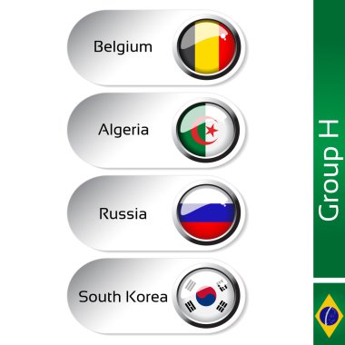 Vector flags - football Brazil, group H - Belgium, Algeria, Russia, South Korea