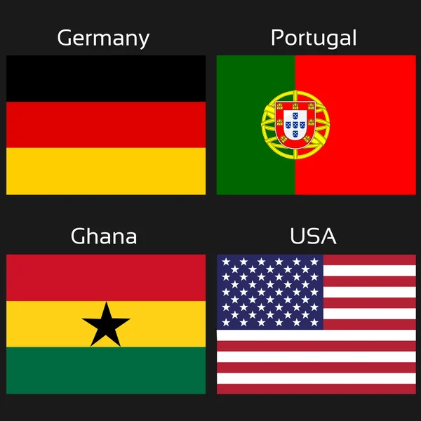 Banderas vectoriales - fútbol Brasil, grupo G - Alemania, Portugal, Ghana, Estados Unidos — Vector de stock