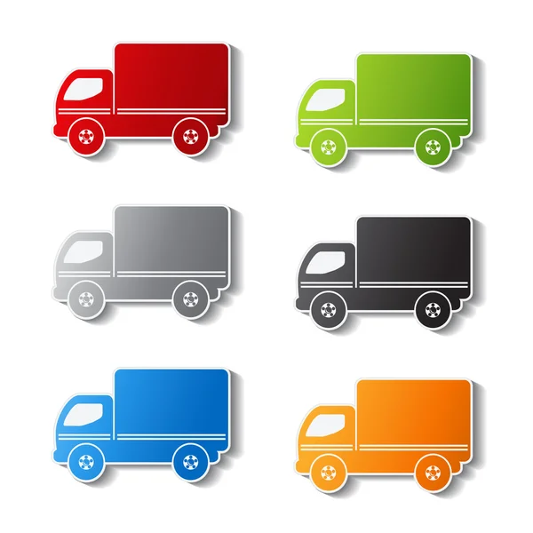 Simboli del camion vettoriale - icona di consegna, adesivo — Vettoriale Stock