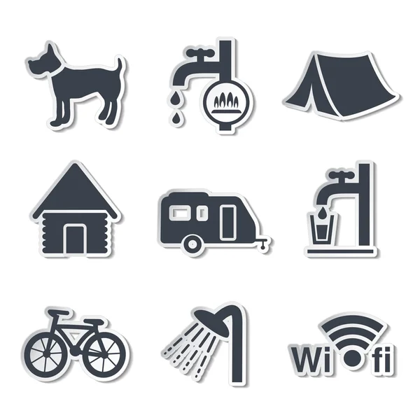 Vector camping pictogrammen - stickers — Stockvector