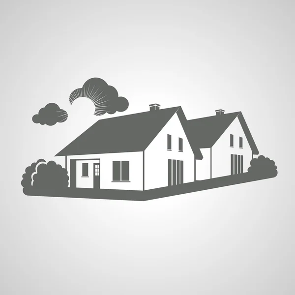 Symbole vectoriel de la maison, icône du groupe de maisons, silhouette immobilière, signe de l'immobilier — Image vectorielle