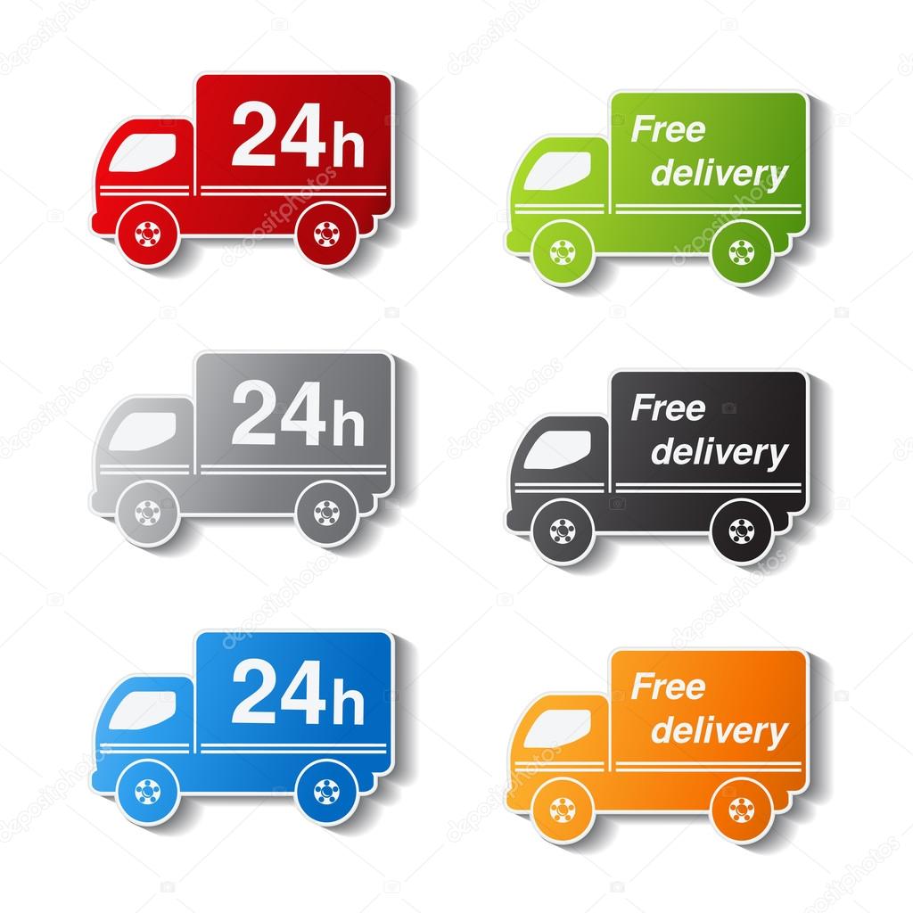 Vector truck symbols - delivery within 24 hours and free delivery