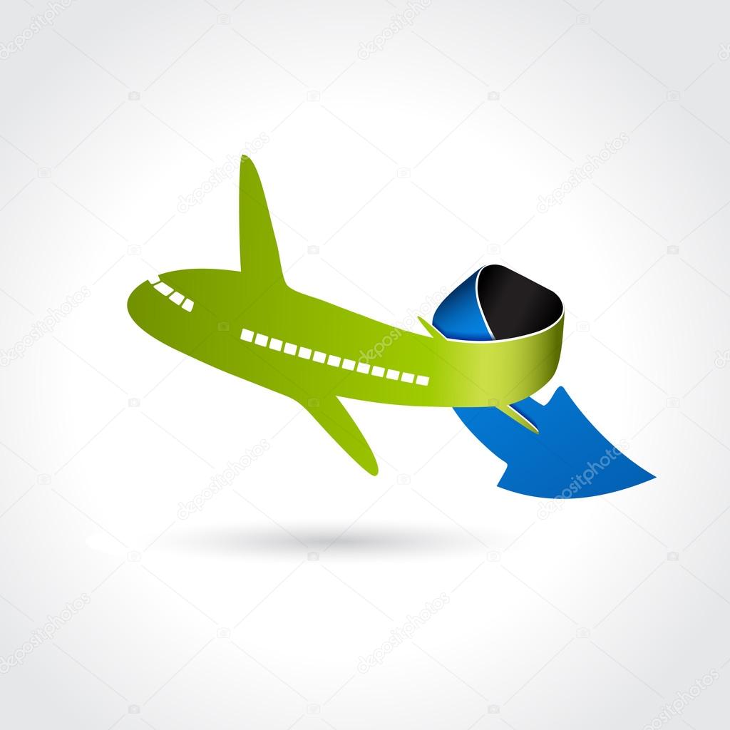 Vector business delivery symbol, transport icon, airplane with arrow