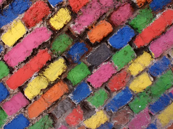 Parede de tijolo colorido — Fotografia de Stock