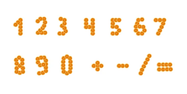 A set of numbers a slice of orange Royalty Free Stock Images