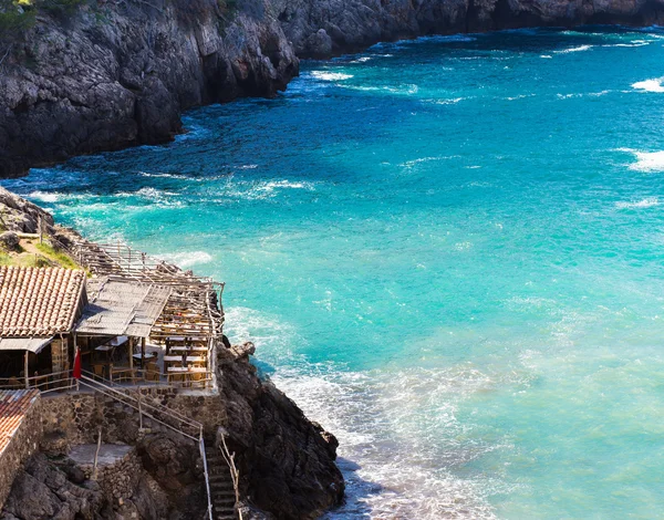 Café à beira-mar mediterrâneo na ilha de Maiorca Espanha — Fotografia de Stock