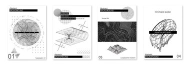 Sci-fi minimalist abstract posters format A4 clipart
