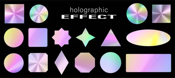 Feuille brillante holographique argentée dans différents cadres et formes — Image vectorielle