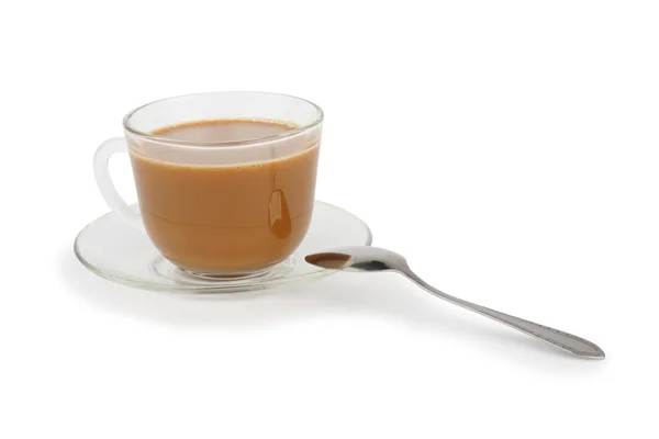 Cup of coffee with cream on white — Stock Photo, Image