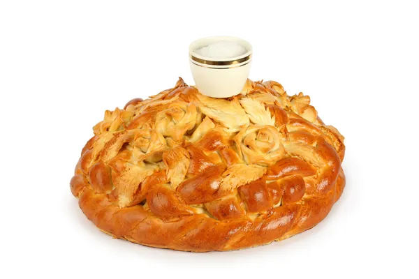 Düğün somun ve beyaz üzerine tuz