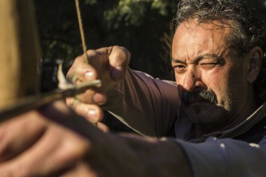 archer, antika yay amaçlayan ile yakın çekim