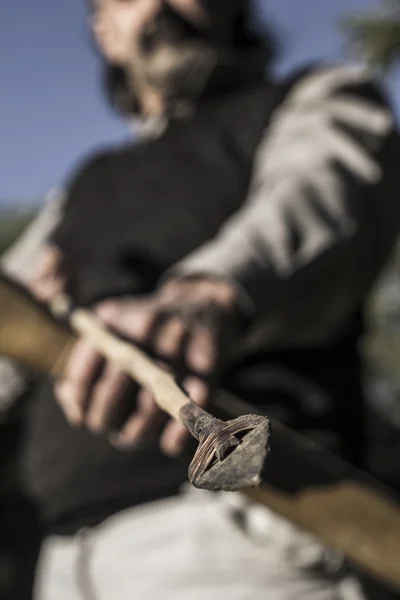 Adult Man with Bow and Arrow — Stock Photo, Image