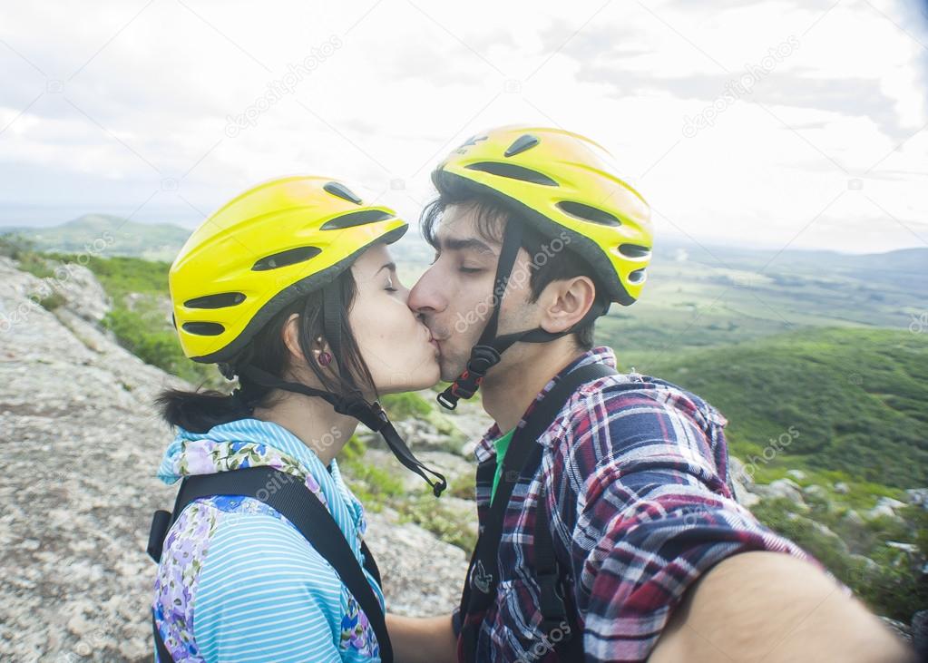 Young Couple Rock Climbing and Kissing in Uruguay